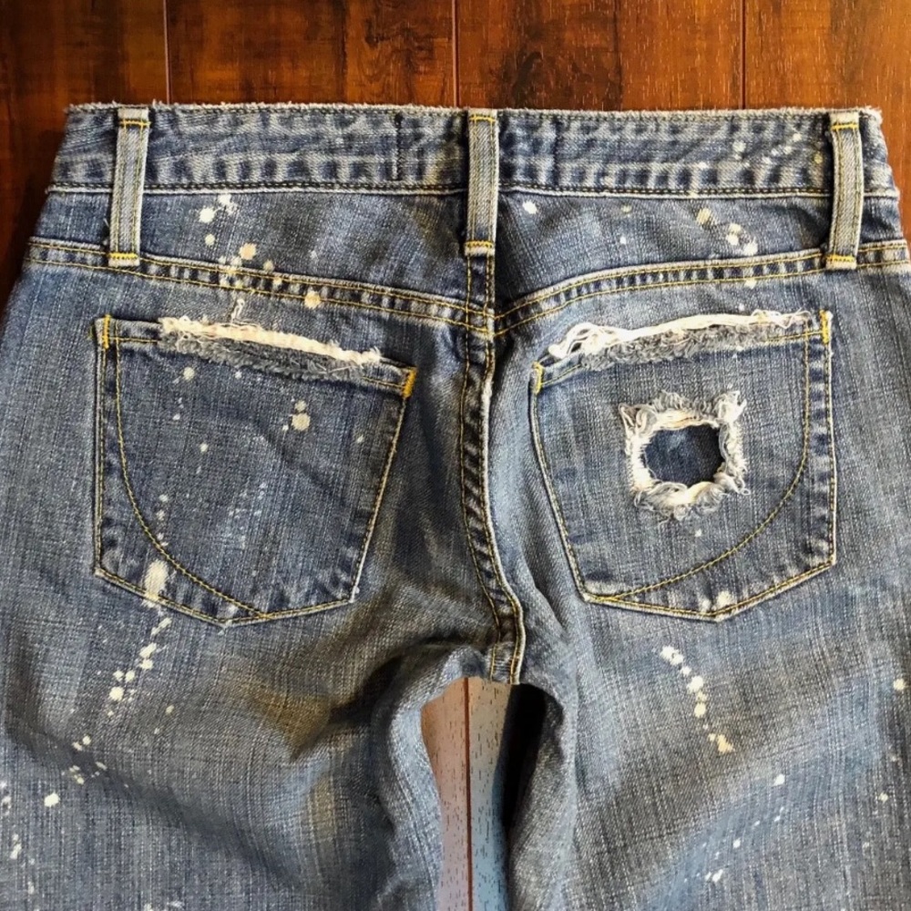 PAPER DENIM & CLOTH sz 26 Distressed DESTROYED Blue Denim Jeans - Picture 8 of 11